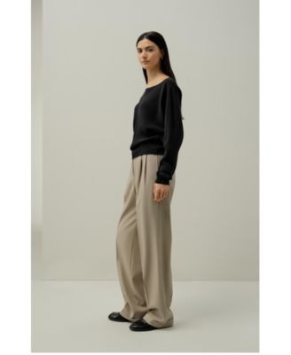 Women's Long Sleeve Gathered Silk Top