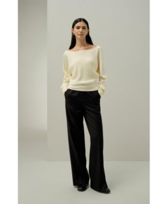 Women's Long Sleeve Gathered Silk Top