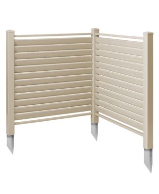 48" x 48" Louvered Privacy Screen - Outdoor Vinyl Fence Panel Enclosure for AC / Trash Bins / Pool Equipment - Tan