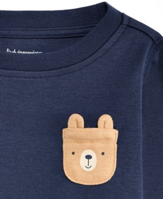 Boys' Toddler 2T-4T Long-Sleeve Bear-Pocket T-Shirt