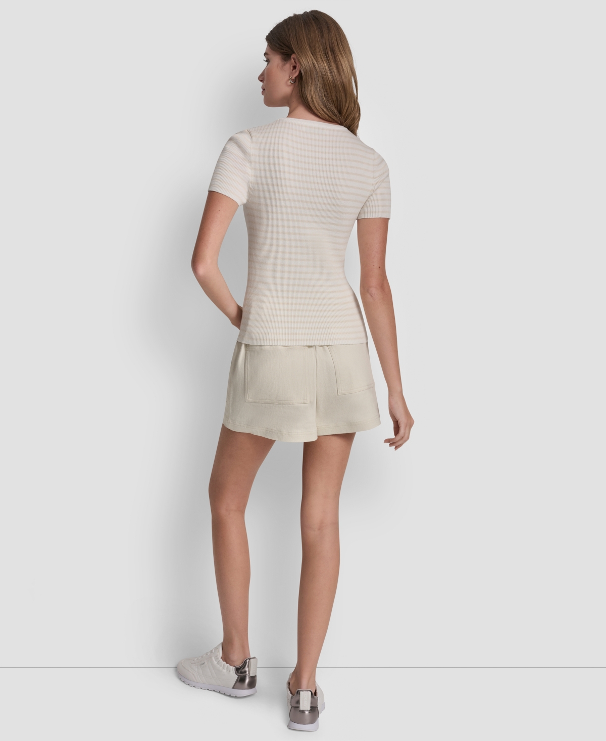 Dkny Jeans Petite Crewneck Striped Sweater