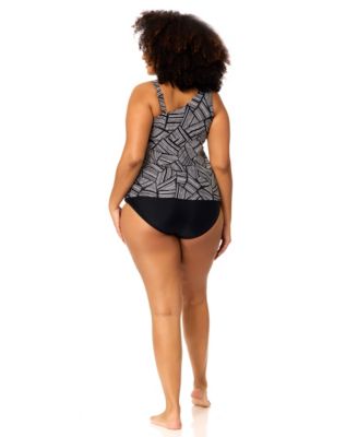 Plus Size Marita Trendy Printed Tankini Swim Top