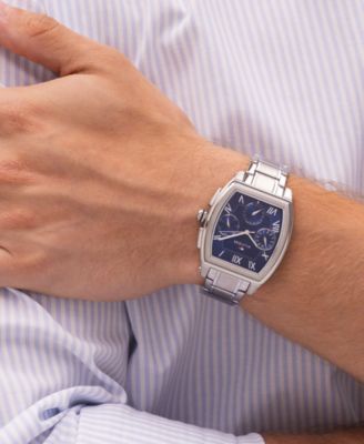 Men's Multifunction Silver Tone Stainless Steel Bracelet Watch, 36mm