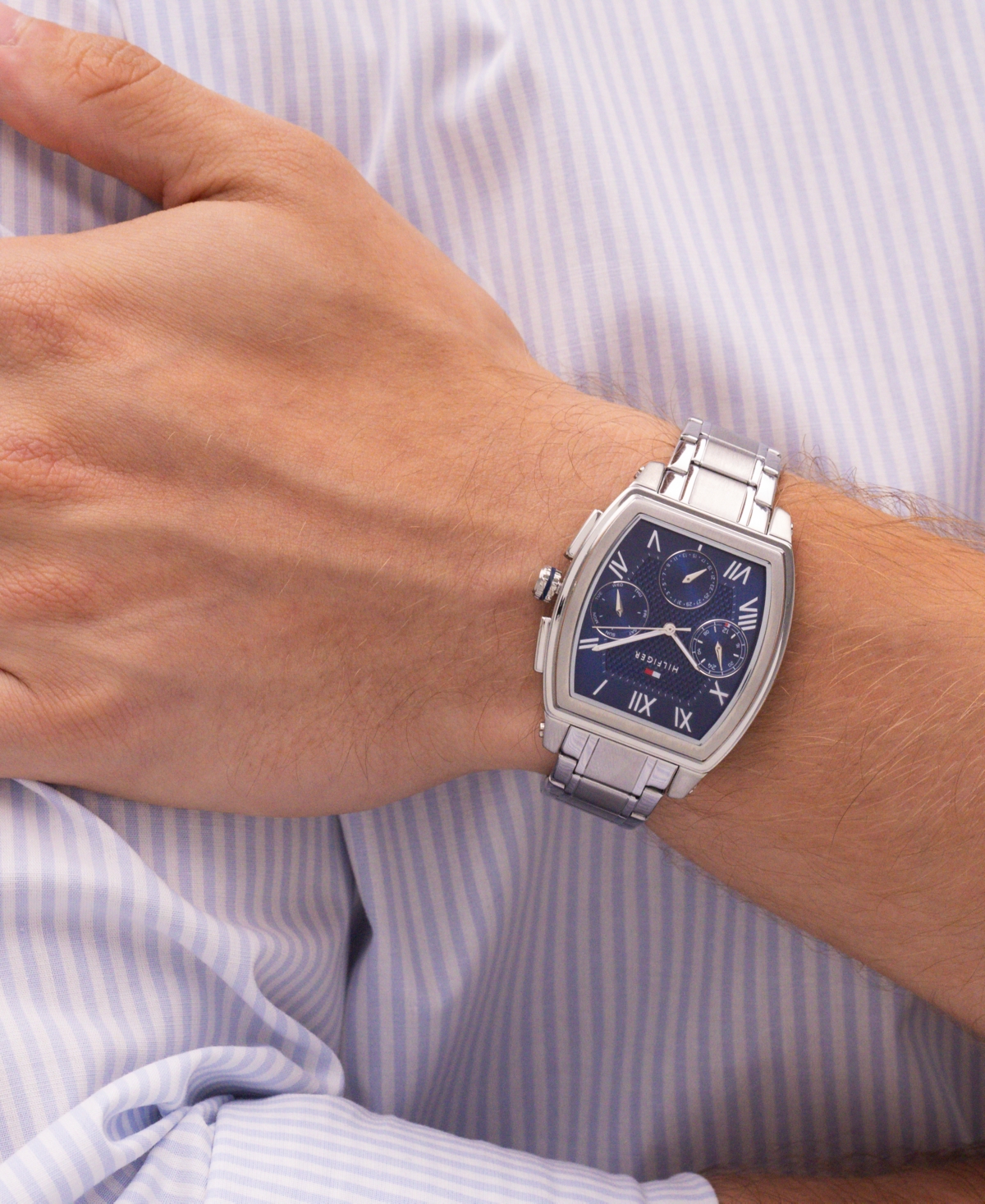 Tommy Hilfiger Men's Multifunction Silver Tone Stainless Steel Bracelet Watch, 36mm