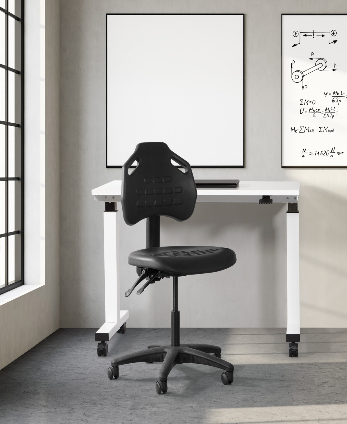 Osp Home Furnishings 32.25" Metal Self Skinned Urethane Task Chair Seat