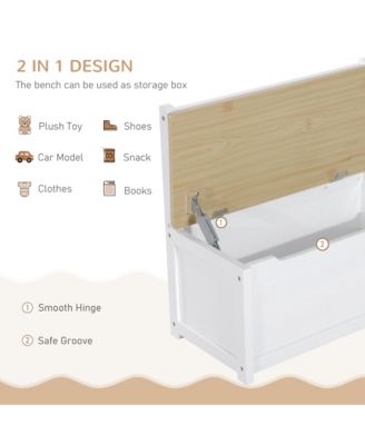 4-Piece Kids Table Set with 2 Wooden Chairs, 1 Storage Bench