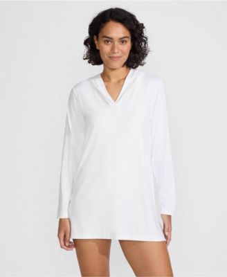 Women's Long SunShade UPF 50 Hooded Mini Swim Swim Cover-Up Dress