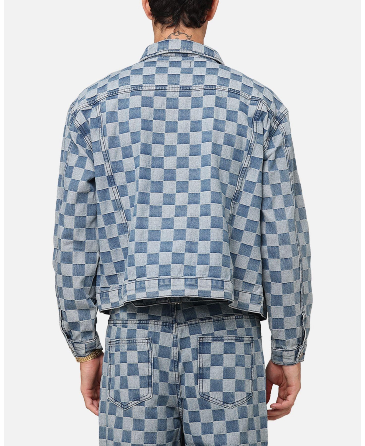 Xxiii Men's Checker Board Trucker Jacket