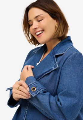 Women's Button Front Denim A-Line Jacket