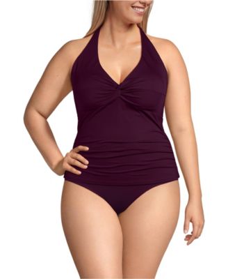 Plus Size Twist Halter Tankini Top 24.5"