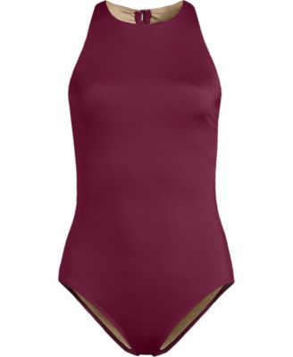 Women's Tugless High Neck Portrait Back One Piece Swimsuit