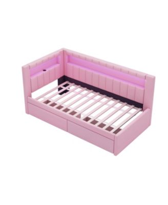 Twin Platform Bed w/ USB & LED 2 Drawers