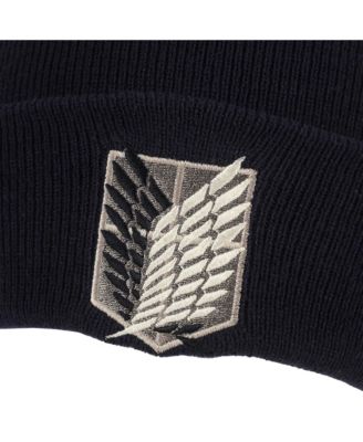 Men's Embroidered Survey Corps Logo Black Cuff Beanie
