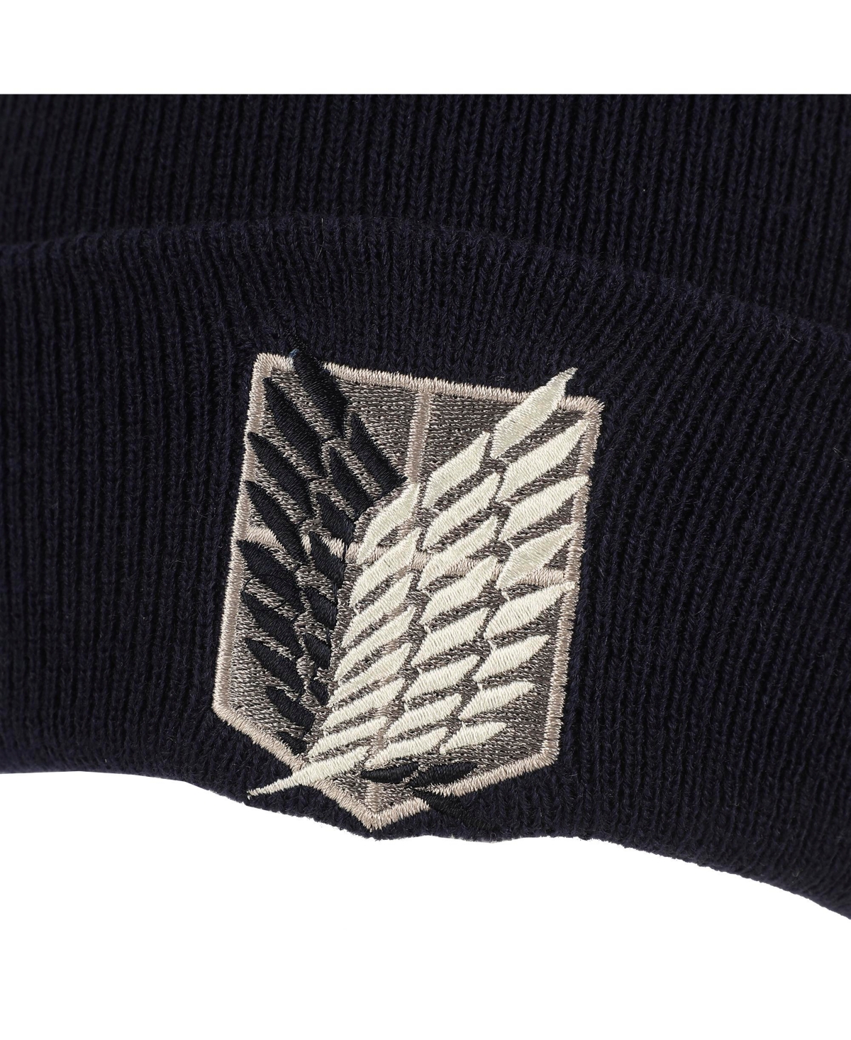 Attack on Titan Men's Embroidered Survey Corps Logo Black Cuff Beanie