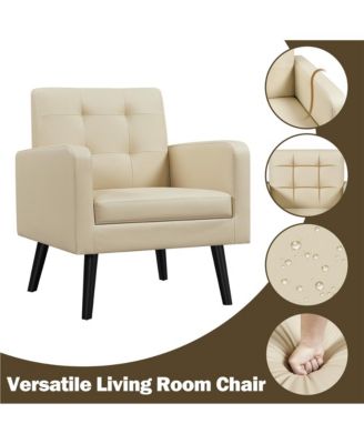 Modern Faux Leather Arm Chair Tufted Accent Chair