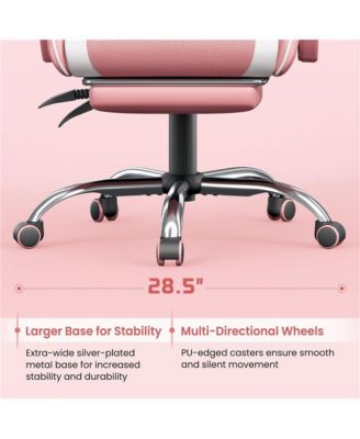 Products  Ergonomic Gaming Chair with High Back and Slide-Out Footrest Pink/White