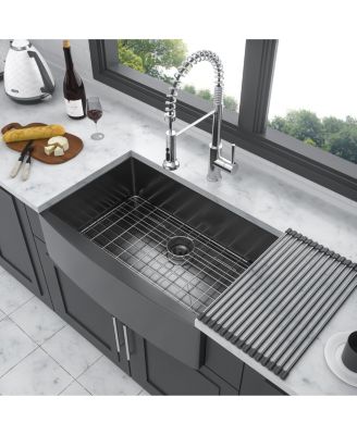 30x21x10inch Gunmetal Black Farmhouse Kitchen Sink Stainless Steel Apron Front 16 Gauge