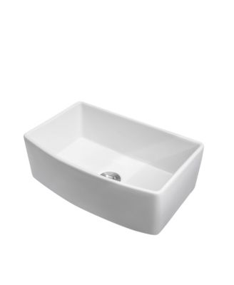 33x19x10inch White Farmhouse Sink Porcelain Ceramic Arch Edge Apron Front Single Bowl