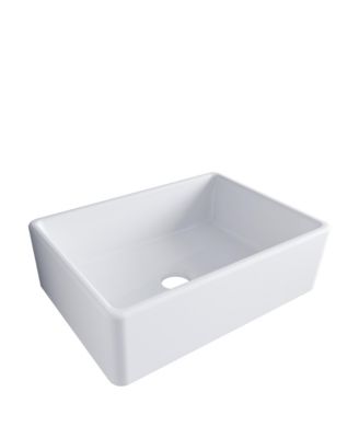 28x20x10inch White Ceramic Porcelain Single Bowl Rectangular Farmhouse Kitchen Sink with Stainless Steel Accessories