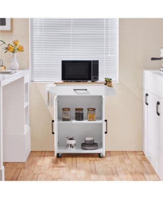 35” H Rolling Kitchen Island Cart with Spice Rack