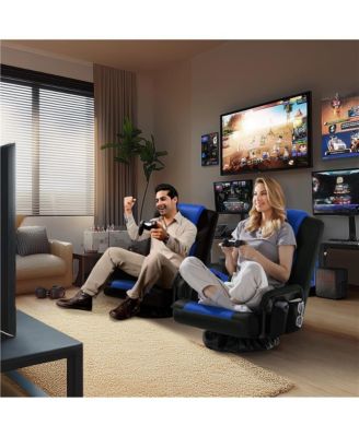 Reclining Swivel Floor Gaming Chair Black/ Red