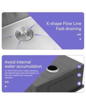 24x18x13inch Laundry Workstation Sink Undermount Utility Tub Stainless Steel Deep Bowl 16 Gauge