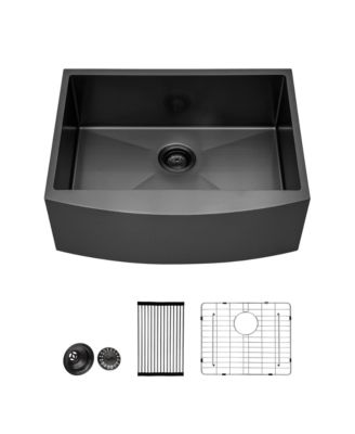 24x21x10inch Gunmetal Black Farmhouse Kitchen Sink Stainless Steel Apron Front 16 Gauge