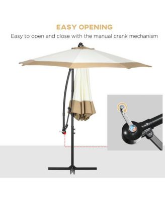 10FT Cantilever Offset Patio Umbrella with Crank and Cross Base Tan Hanging Umbrella for Deck Backyard