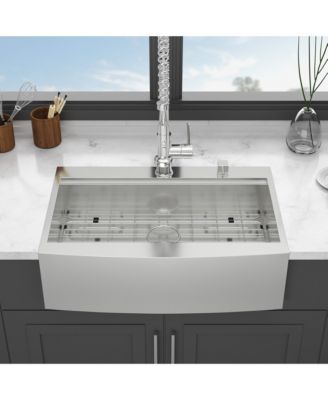 36x22x10inch Drop In Farmhouse Sink Workstation Stainless Steel Topmount Apron Front 16 Gauge