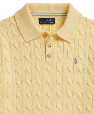 Boys' 8-20 Cable-Knit Cotton Polo Sweater