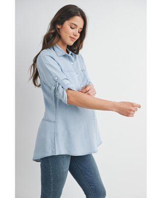Maternity Button Down Long Sleeve Nursing Shirt