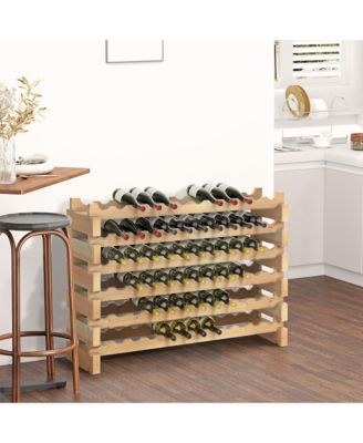 72 Bottle Stackable Modular 6 Row Home Wood Wine Storage Rack