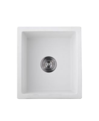 18x16inch Quartz Undermount Bar Sink with Grid and Strainer Heat Stain Resistant