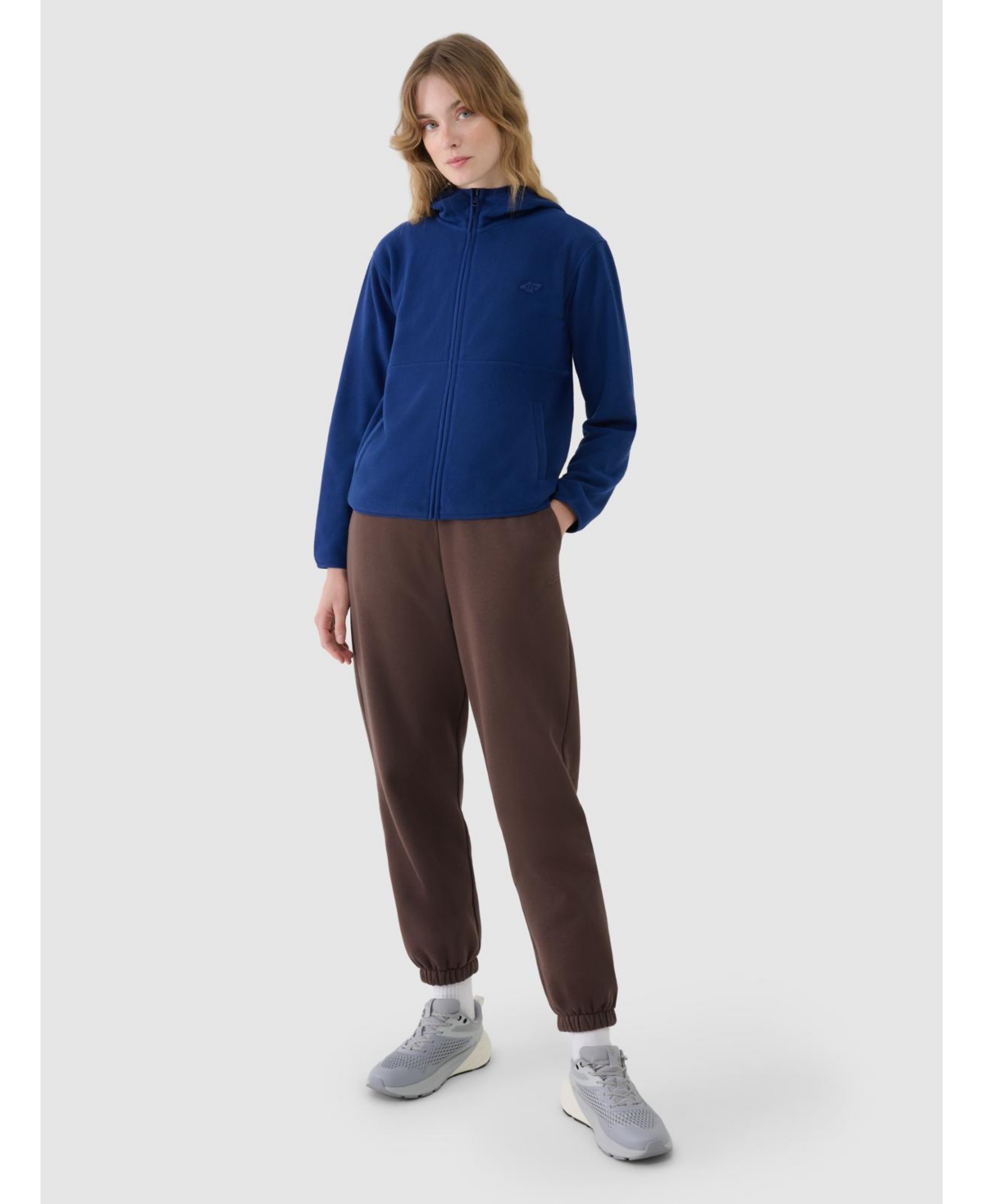 4F Women's regular hooded fleece - navy blue