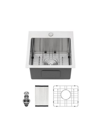 15x15x9inch Drop In Bar Sink Stainless Steel 16 Gauge Single Bowl Topmount Kitchen