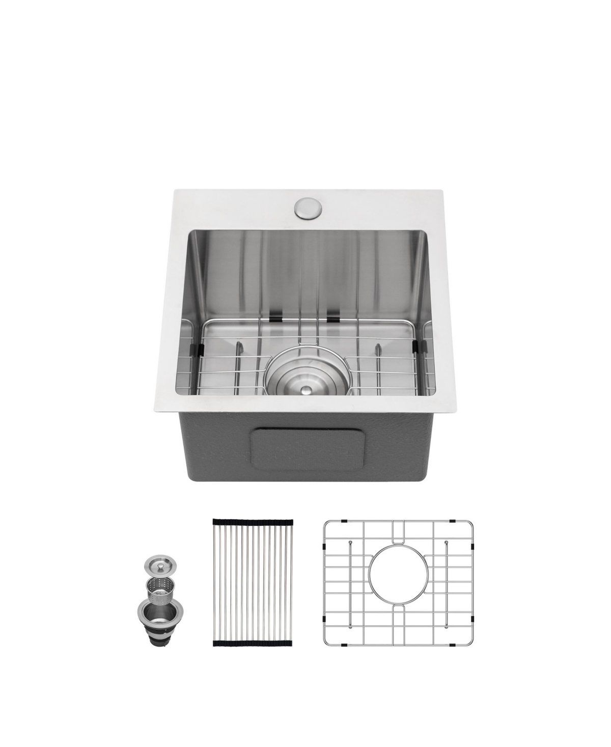 flynama 15x15x9inch Drop In Bar Sink Stainless Steel 16 Gauge Single Bowl Topmount Kitchen