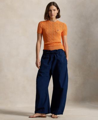 Women's Cable-Knit Short-Sleeve Sweater