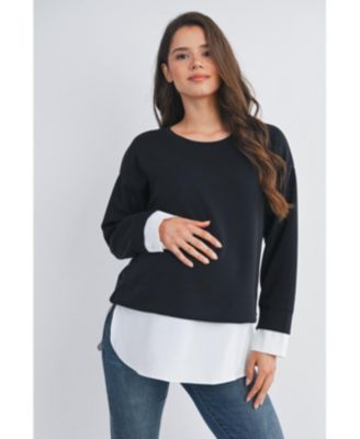 Maternity Casual Long Sleeve Layered Sweatshirt