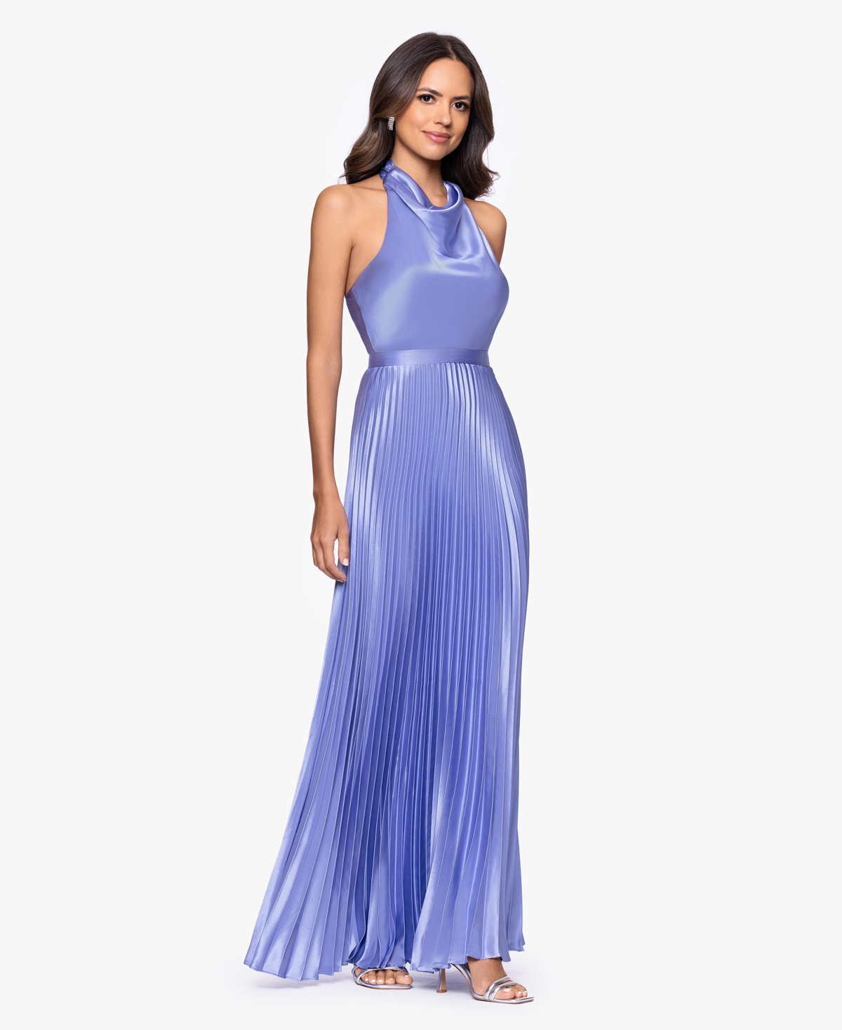 Betsy & Adam Women's Cowl Neck Sleeveless Gown