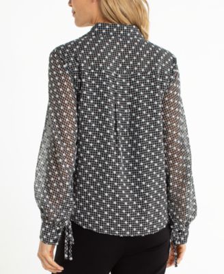 Petite Collared Button Front Blouse