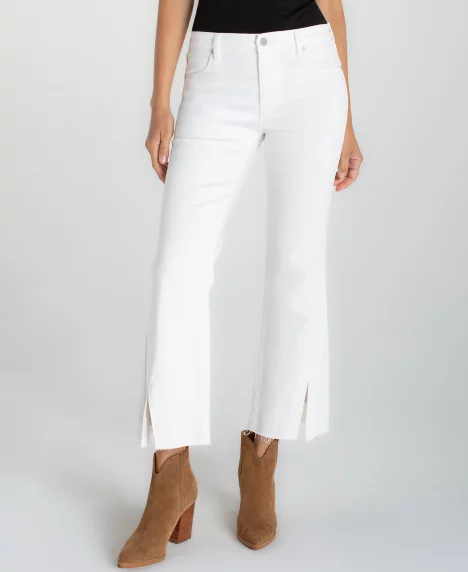 Petite Hannah Mid Rise Crop Flare Jeans - Bright White