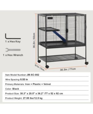 2-Tier Rolling Metal Ferret Cage with Ramps, 36