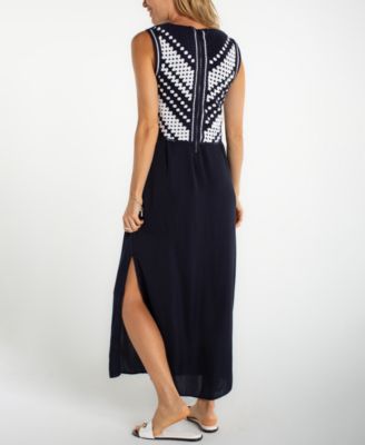 Women's Sleeveless V-Neck Lace Woven Dress