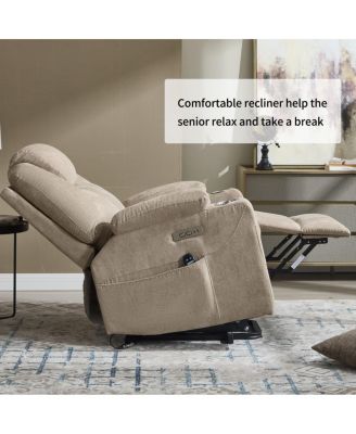 Power Lift Recliner Chair with Heat & Massage, USB & Type-C Ports, Heavy Duty Electric Recliner for Seniors