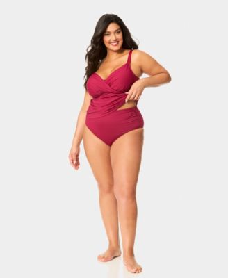 Plus Size Shirred Tankini Top