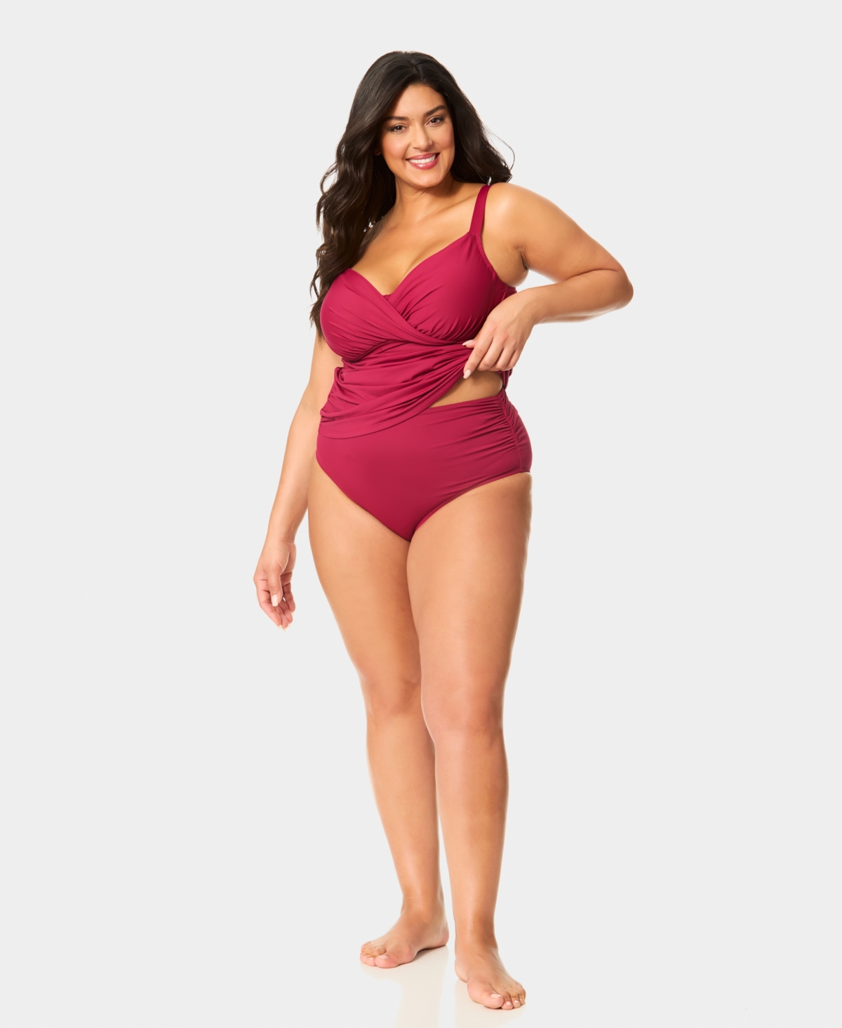 Anne Cole Plus Shirred Tankini Top