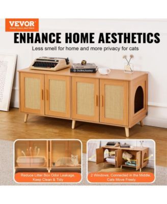 Wooden Cat Litter Box Enclosure for 2 Cats