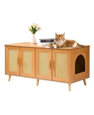 Wooden Cat Litter Box Enclosure for 2 Cats