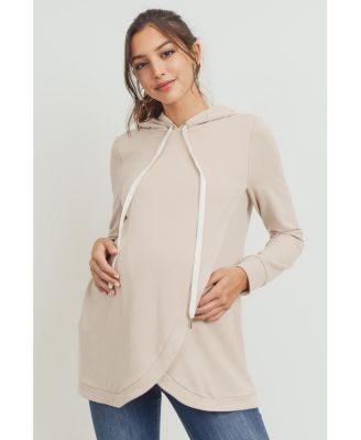Maternity Crossover Drawstring Nursing Hoodie