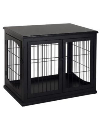 Small Dog Cage with 3 Metal Doors in Black